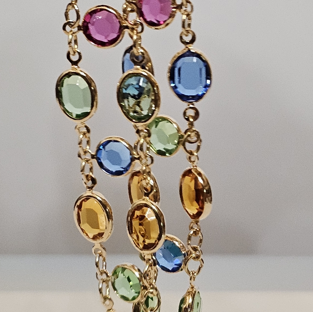 Gorgeous Bezel Set Swarovski Crystal Colorful Vintage Bracelet. ✨️ - Picture 4 of 13